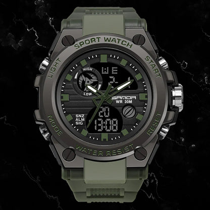 Military Sports Watch Dual Display Waterproof